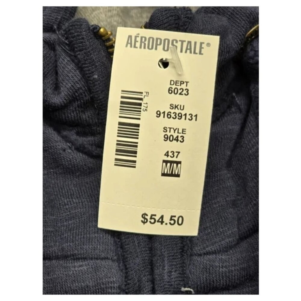 Aeropostale Zip-Up Hoodie Mens Medium Blue Front Logo NWT‎ - Picture 7 of 11